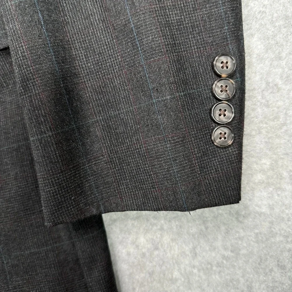 Gerald Austin Bond Street London NY Mens Charcoal Plaid Blazer Jacket Size 44L